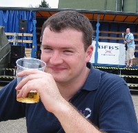 Neil Carter relaxing after the show drinking coloured water of course...