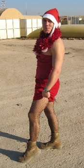 Christmas time in the Middle East! - The heat can sometimes get to you, however Dom was doing this for fun and he thoroughly enjoyed the experience, well wearing the tights anyway...
