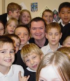 Up close, scary really, Neil and the homework club posse...