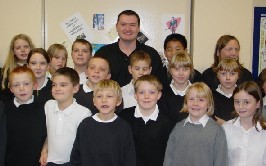 Neil Carter and some of the students of the Homework Club, Paderborn...