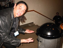 Eventually we had to tell him the harsh truth, he was talking to a dustbin. However, he still didn't believe us...