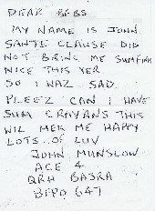 This is the first letter received from John...Worrying really isn't it. Especially as he's really 29!