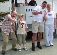 The 1st team of volunteers getting in on the fun...