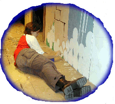 Barbara painting her turnips!